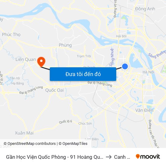 Gần Học Viện Quốc Phòng - 91 Hoàng Quốc Việt to Canh Nậu map
