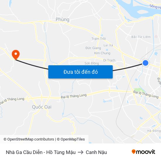 Nhà Ga Cầu Diễn - Hồ Tùng Mậu to Canh Nậu map