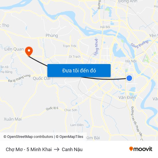 Chợ Mơ - 5 Minh Khai to Canh Nậu map