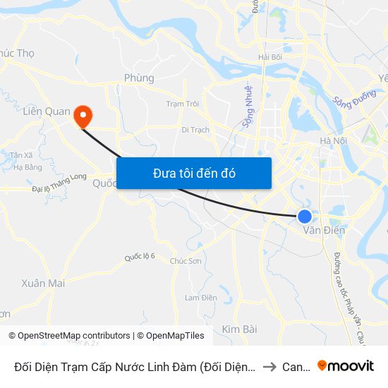 Đối Diện Trạm Cấp Nước Linh Đàm (Đối Diện Chung Cư Hh1c) - Nguyễn Hữu Thọ to Canh Nậu map