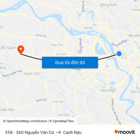 358 - 360 Nguyễn Văn Cừ to Canh Nậu map