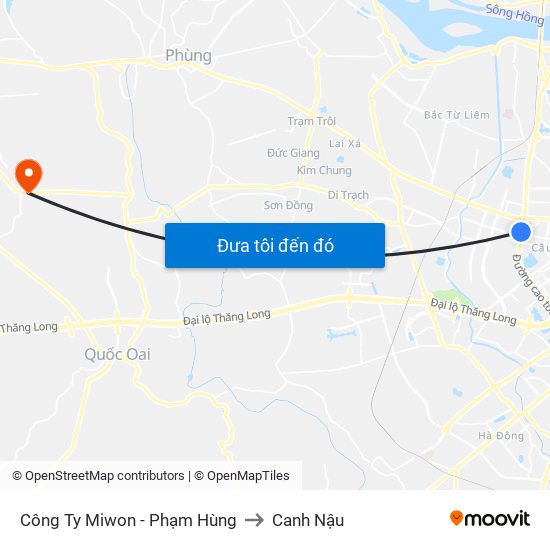 Công Ty Miwon - Phạm Hùng to Canh Nậu map