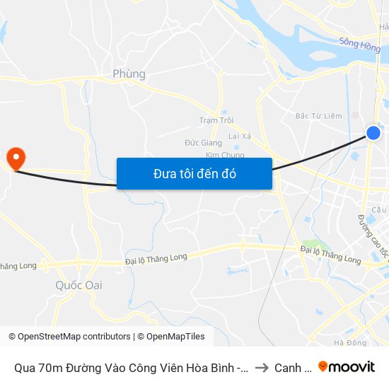 Qua 70m Đường Vào Công Viên Hòa Bình - Phạm Văn Đồng to Canh Nậu map