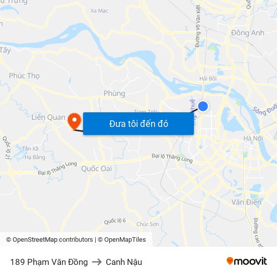 189 Phạm Văn Đồng to Canh Nậu map