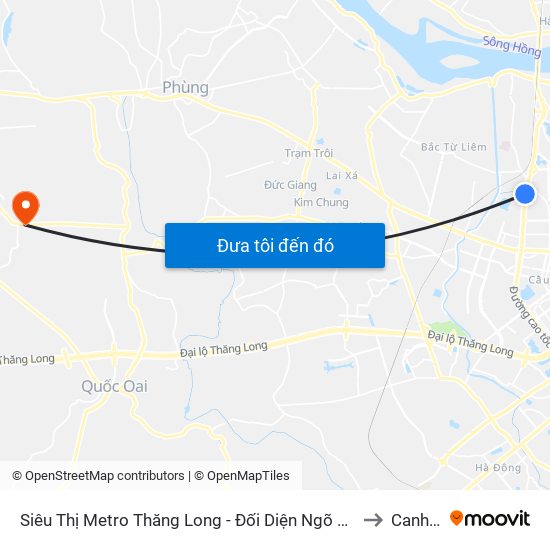 Siêu Thị Metro Thăng Long - Đối Diện Ngõ 599 Phạm Văn Đồng to Canh Nậu map