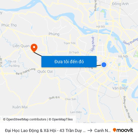 Đại Học Lao Động & Xã Hội - 43 Trần Duy Hưng to Canh Nậu map