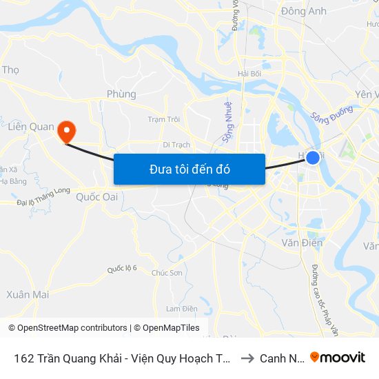162 Trần Quang Khải - Viện Quy Hoạch Thủy Lợi to Canh Nậu map