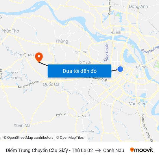 Điểm Trung Chuyển Cầu Giấy - Thủ Lệ 02 to Canh Nậu map