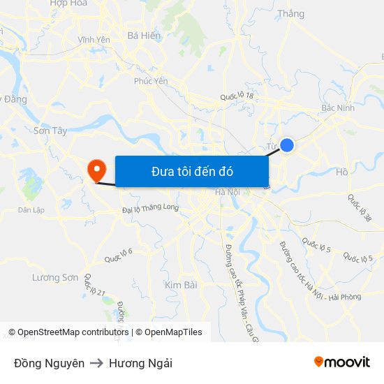 Đồng Nguyên to Hương Ngải map