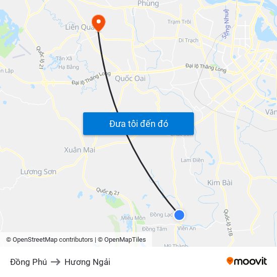 Đồng Phú to Hương Ngải map