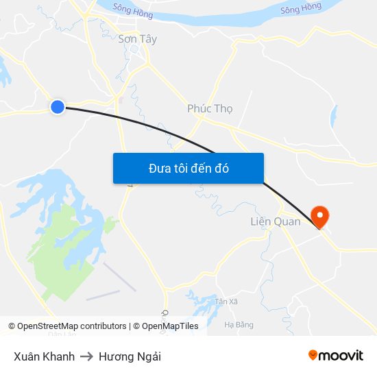 Xuân Khanh to Hương Ngải map