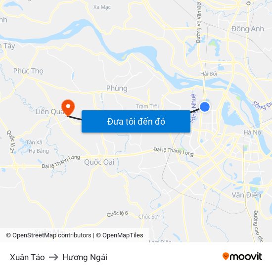 Xuân Tảo to Hương Ngải map