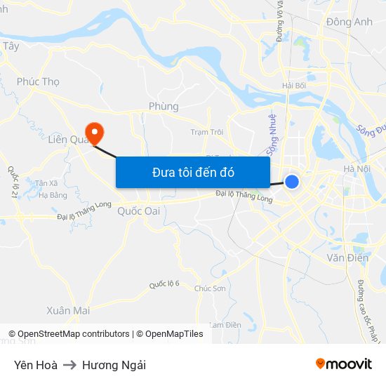 Yên Hoà to Hương Ngải map