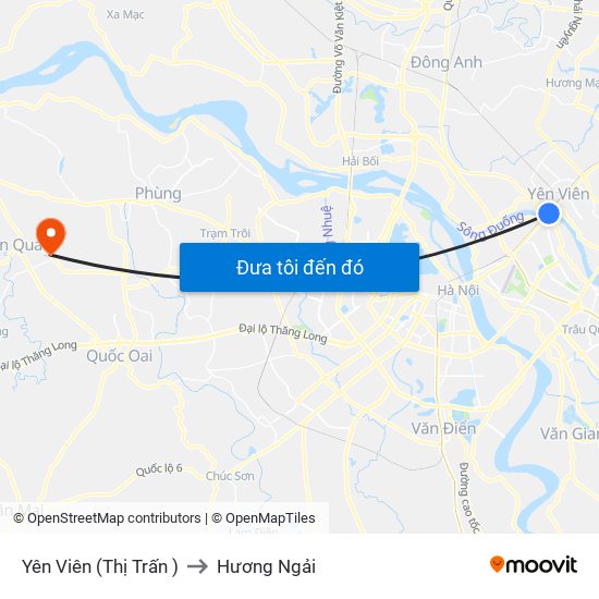 Yên Viên (Thị Trấn ) to Hương Ngải map