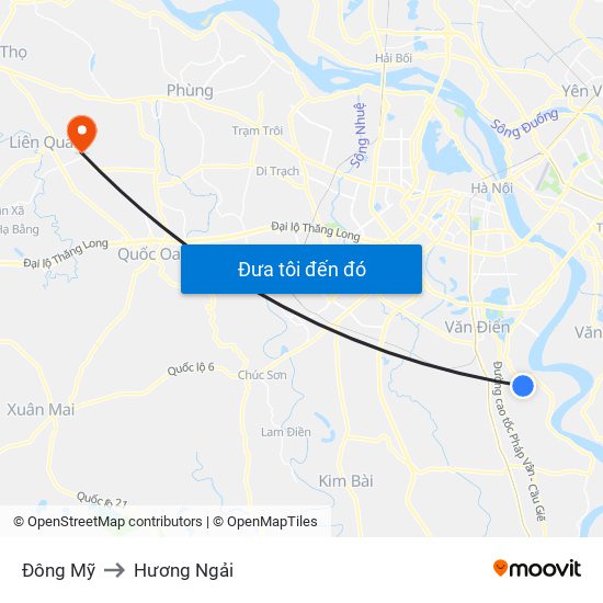 Đông Mỹ to Hương Ngải map