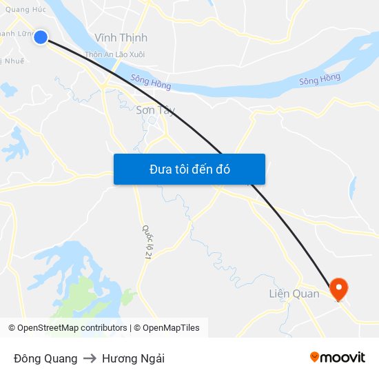 Đông Quang to Hương Ngải map