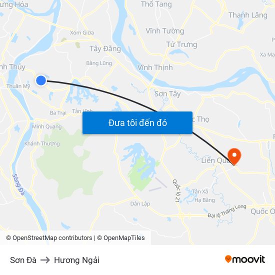 Sơn Đà to Hương Ngải map