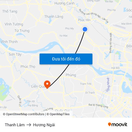 Thanh Lâm to Hương Ngải map