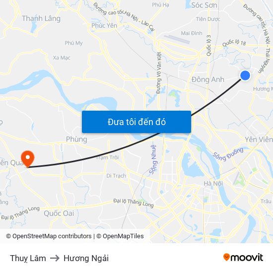 Thuỵ Lâm to Hương Ngải map