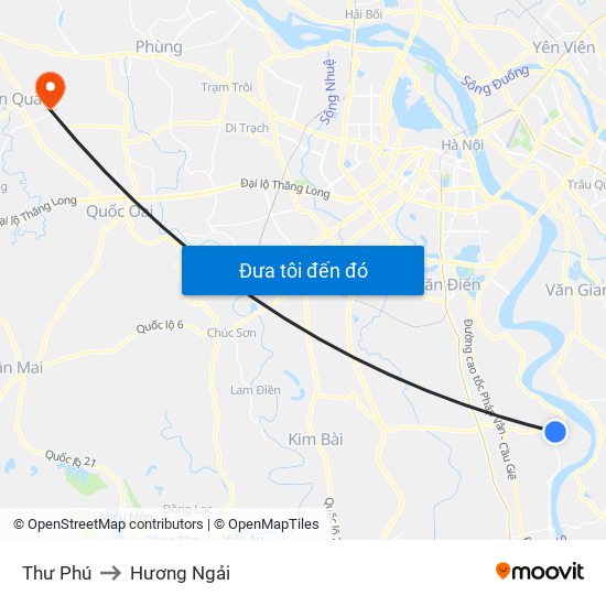 Thư Phú to Hương Ngải map