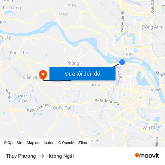 Thụy Phương to Hương Ngải map