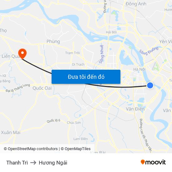 Thanh Trì to Hương Ngải map