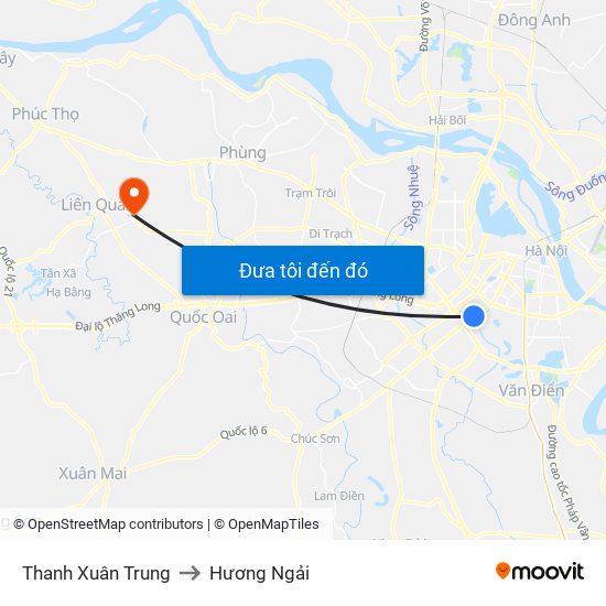 Thanh Xuân Trung to Hương Ngải map