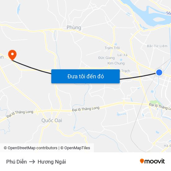 Phú Diễn to Hương Ngải map