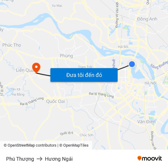 Phú Thượng to Hương Ngải map