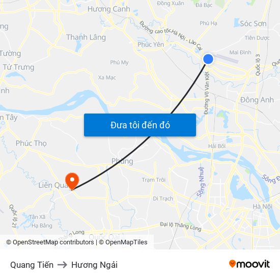Quang Tiến to Hương Ngải map