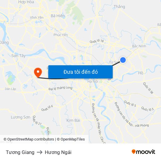 Tương Giang to Hương Ngải map