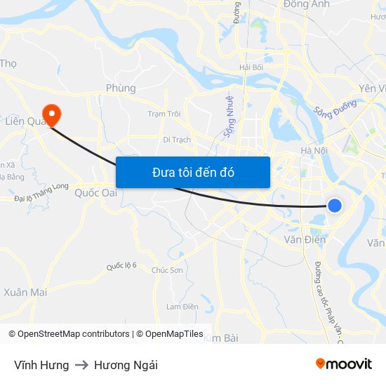 Vĩnh Hưng to Hương Ngải map