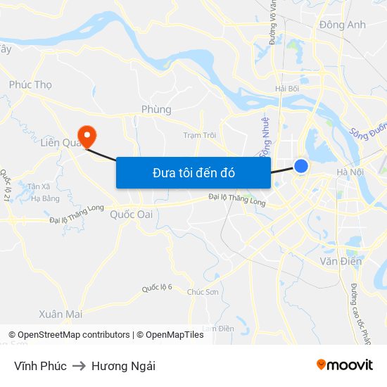 Vĩnh Phúc to Hương Ngải map