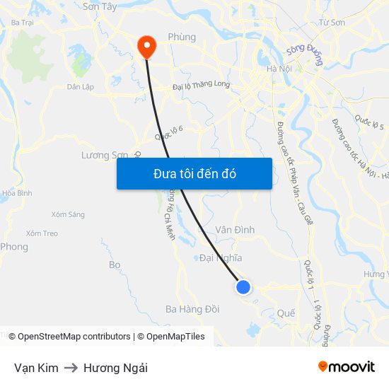 Vạn Kim to Hương Ngải map