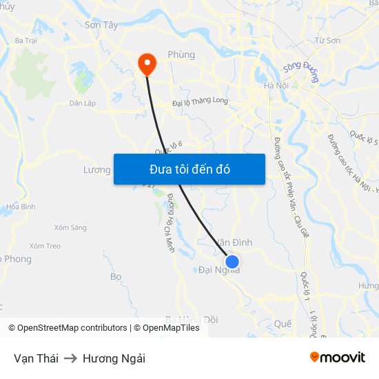 Vạn Thái to Hương Ngải map