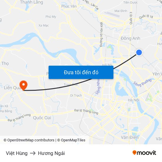 Việt Hùng to Hương Ngải map