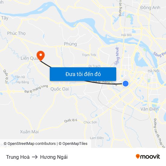 Trung Hoà to Hương Ngải map