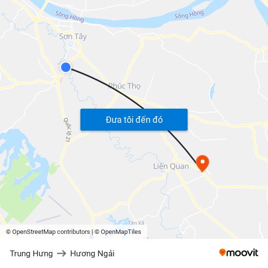 Trung Hưng to Hương Ngải map