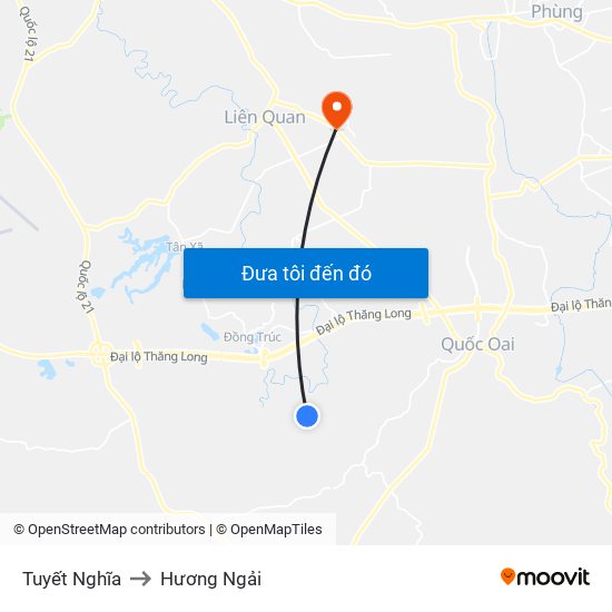 Tuyết Nghĩa to Hương Ngải map