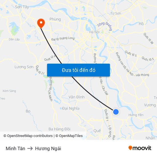 Minh Tân to Hương Ngải map