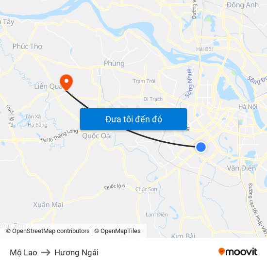 Mộ Lao to Hương Ngải map