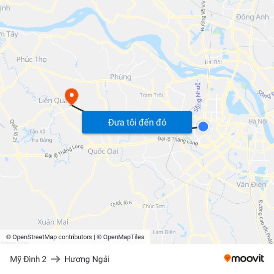 Mỹ Đình 2 to Hương Ngải map