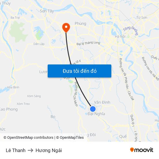 Lê Thanh to Hương Ngải map