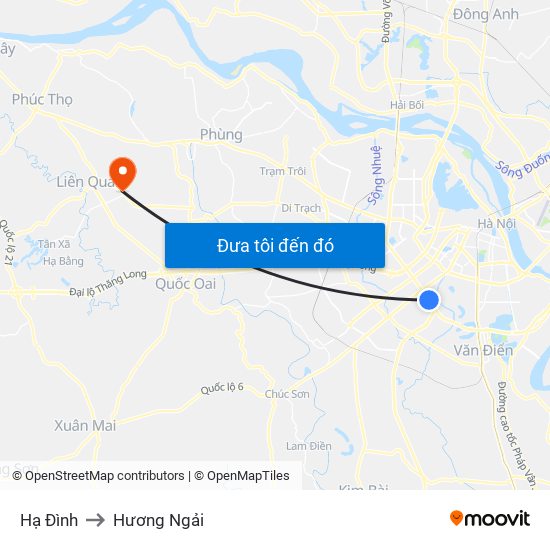 Hạ Đình to Hương Ngải map