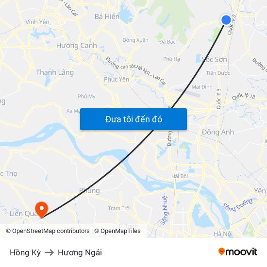 Hồng Kỳ to Hương Ngải map