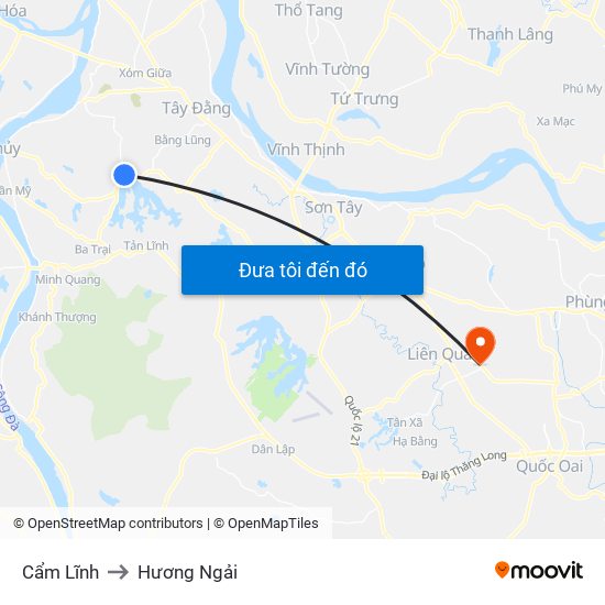 Cẩm Lĩnh to Hương Ngải map