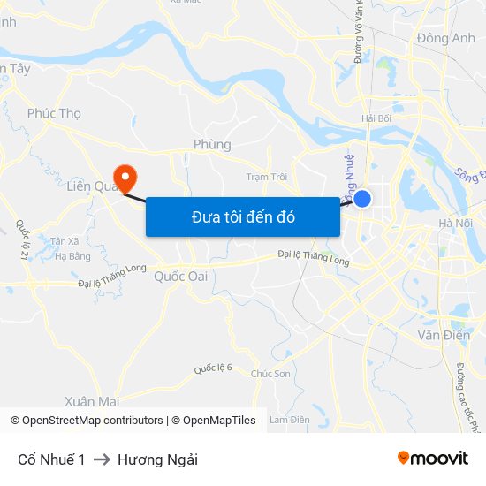 Cổ Nhuế 1 to Hương Ngải map