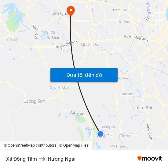 Xã Đồng Tâm to Hương Ngải map