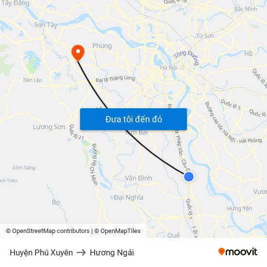 Huyện Phú Xuyên to Hương Ngải map