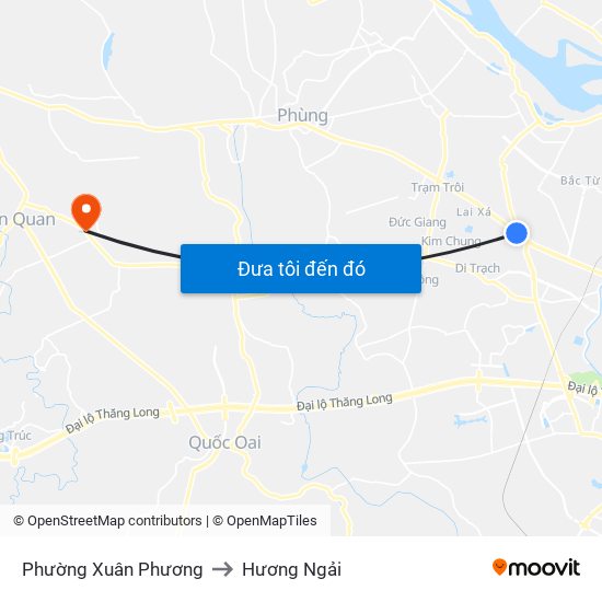 Phường Xuân Phương to Hương Ngải map